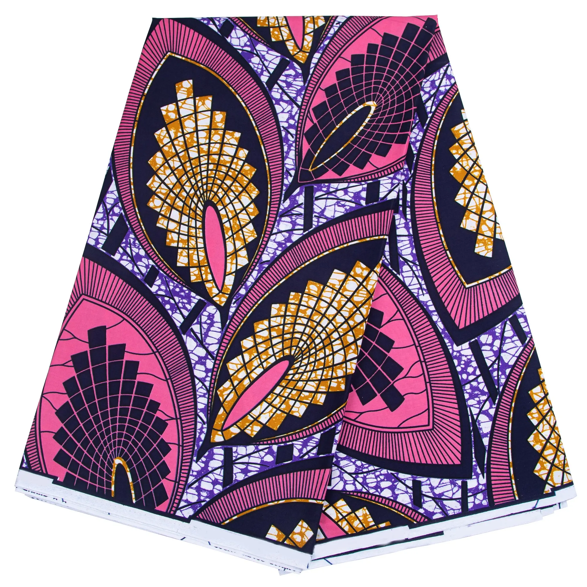 

African Cotton Fabric with Purple Background and Yellow Pattern Real Wax Printed Ankara Fabric DIY 40fs1577