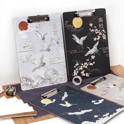 Retro Chinese Style A4 Folder Clipboard Wooden Writing Pad Clips Document File Board Clamp, Drawing Folders Holder For Office
