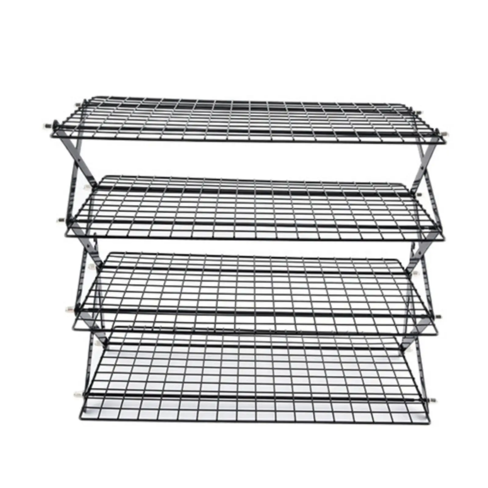 Portable Outdoor Cooling Rack Carbon Steel Folding Tiered Grid for Baked Goods Cookware Storage and Spice Rack Organizer