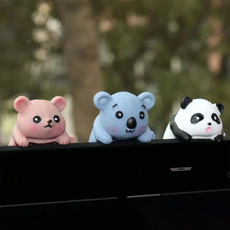 Creative Resin Car Center Console Navigator Screen Lying Panda Animal Decoration Computer Display Koala Model Pig Bear Toy Gift