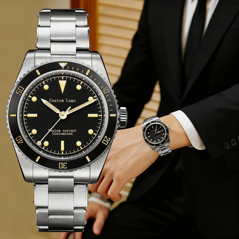 Hestur Automatic Mechanical Watch NH35 Vintage Movement Wrist Watches 20bar Luminous Men's Retro Diver Watch Luxury Custom dial