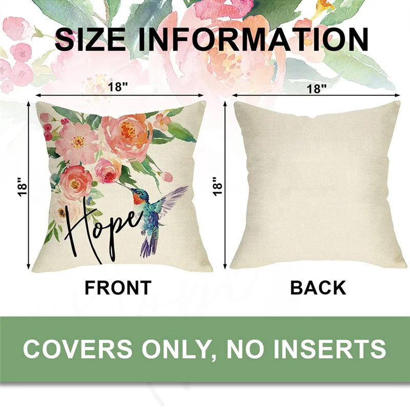 ABFW Spring Pillow Covers 18X18 Set of 4, Spring Decorations Cushion Case Farmhouse Throw Pillow Covers, Home Couch Decor