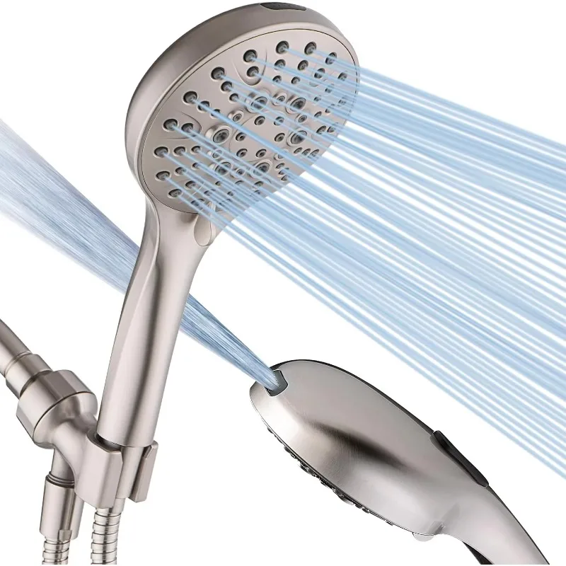 High Pressure Shower Head with Handheld, 9 Spray Settings Showerhead Built in Power Wash to Clean Tub and Pets