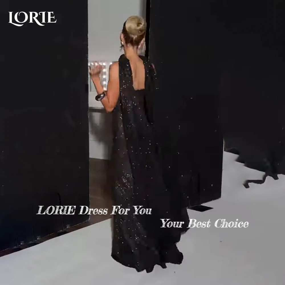 فستان سهرة بحورية البحر من الكريب اللامع من LORIE مثير من الدانتيل سباركلي الوهم بأكمام طويلة للحفلات الراقصة بطول الأرض حسب الطلب