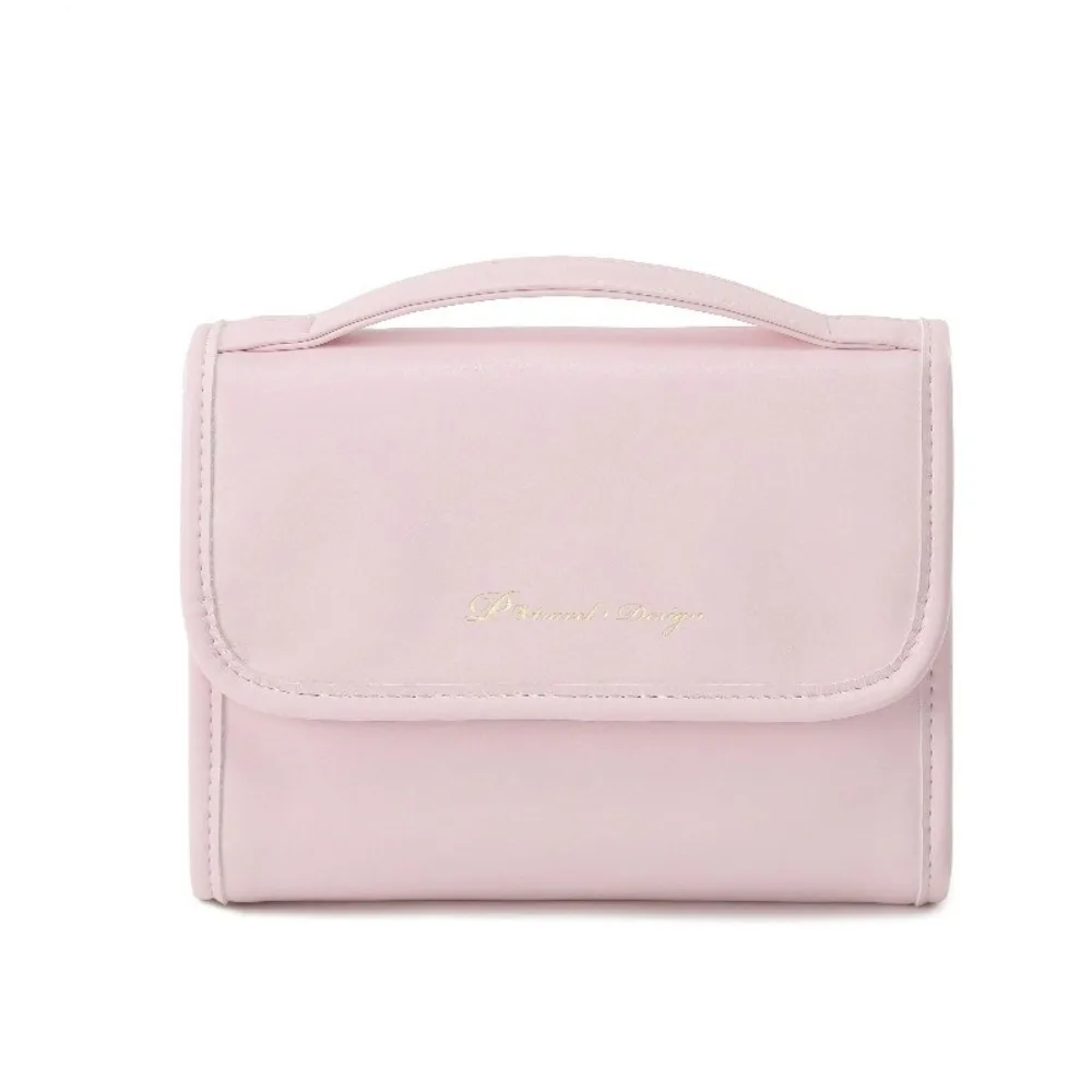 

New Large Capacity Travel Cosmetic Bag Waterproof PU Leather Make Up Bag Foldable With Handle Makeup Organizer Bag For Women