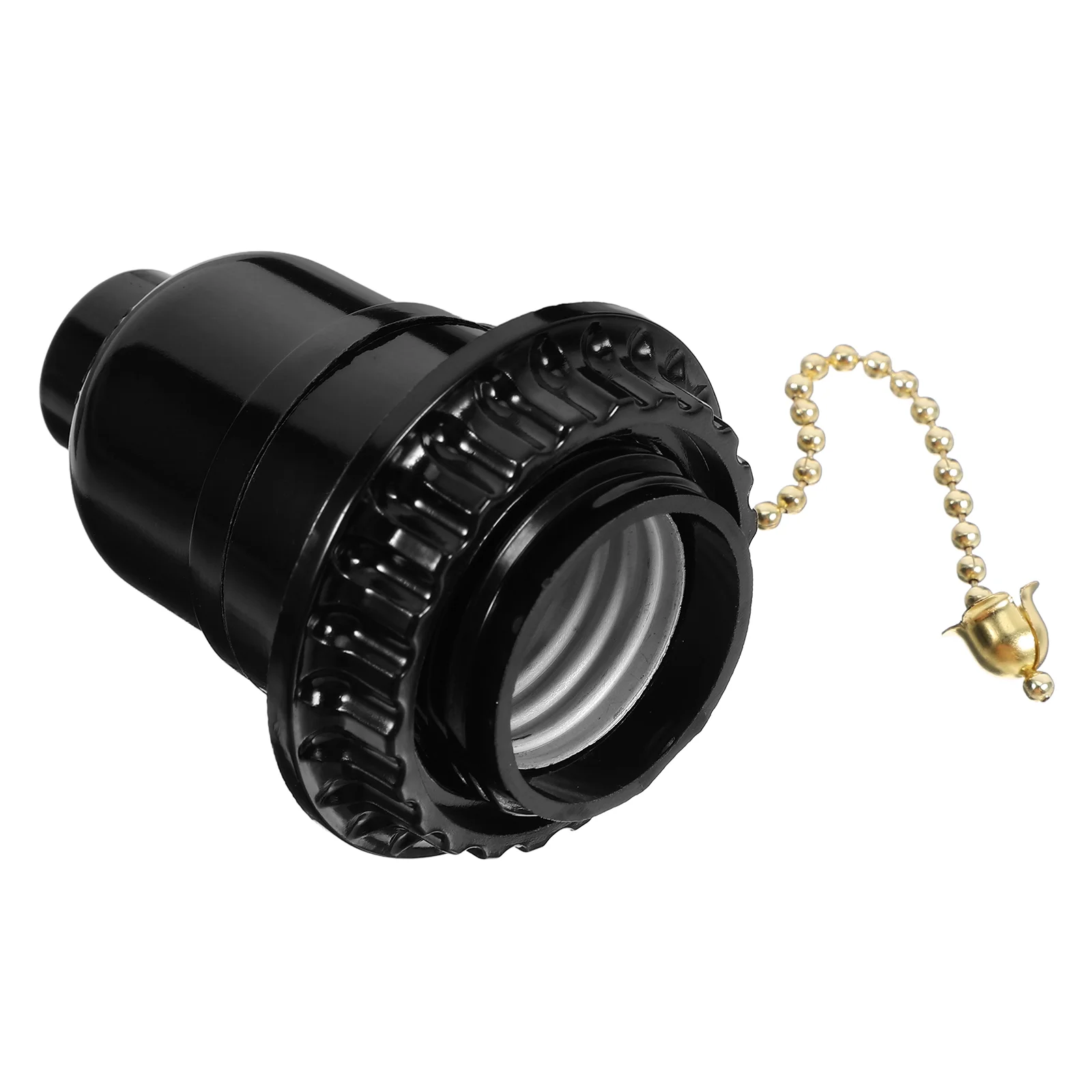 Black Pull Chain Chandelier Lamp Holder Wood Base Pull String Light Fixture Ceiling Socket Replacement USA Standard Shell