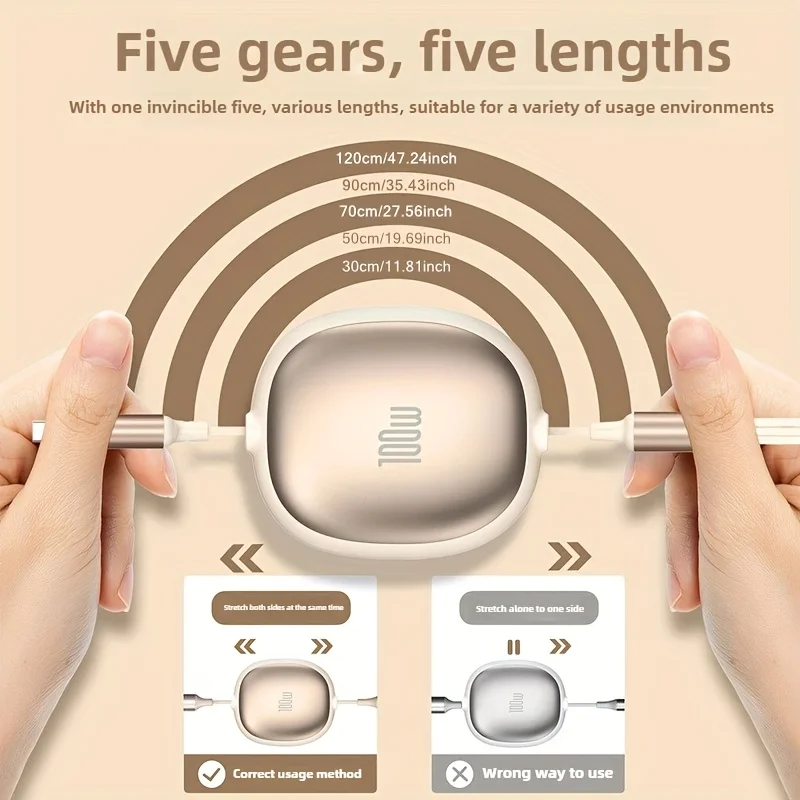 3 in 1 100W USB to Type-C Micro Retractable Fast Charging Cable for iPhone 14 13 12 11 Pro Max 7 8 Samsung S24 Xiaomi Cable