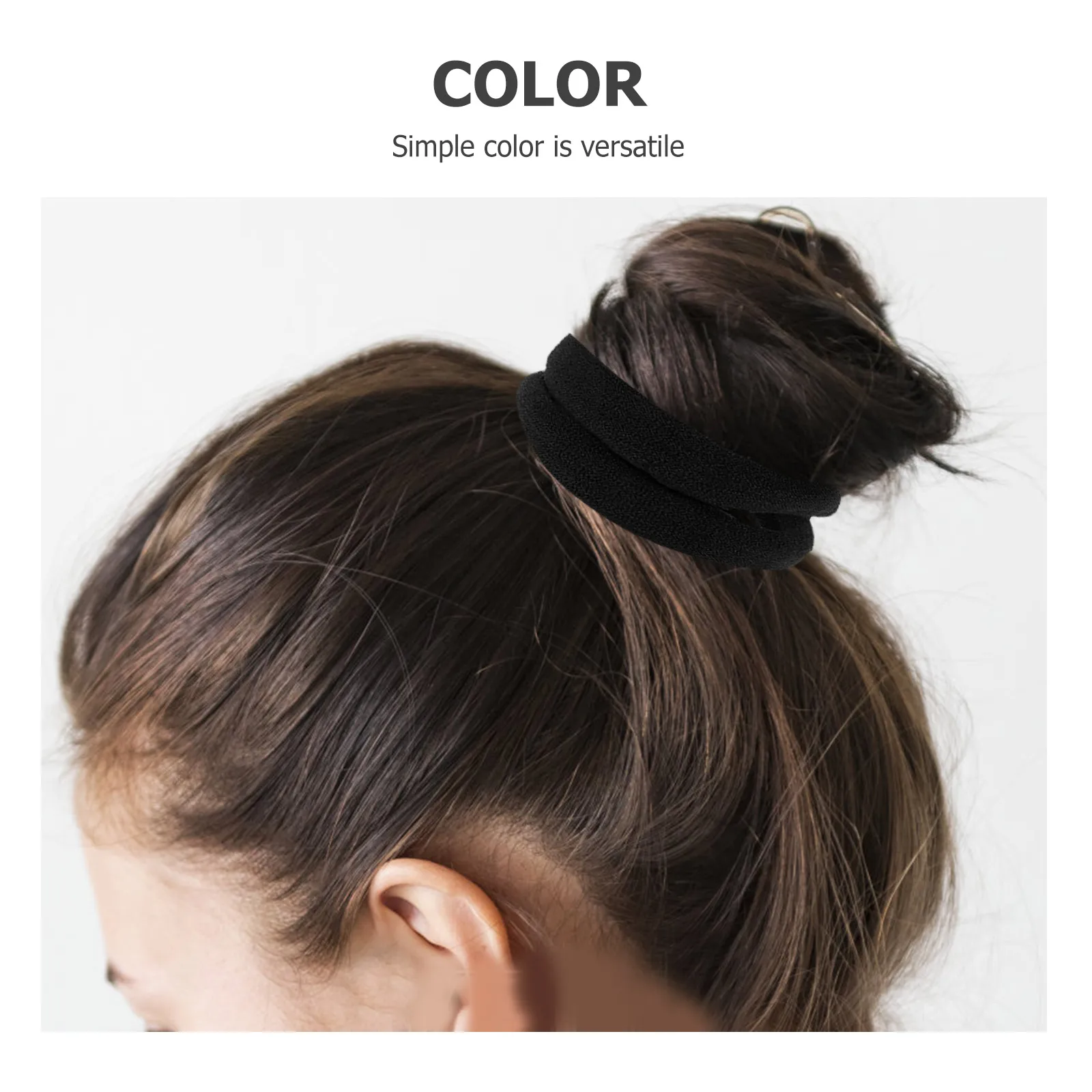 100pcs Black Elastic Hair Ties for Women Girls Seamless Soft Ponytail Holders No Hurt Hair 5cm Size Easy to Use