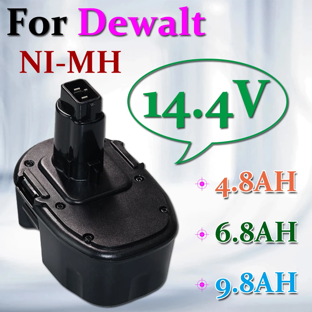 

Ni-MH 4800mAh 6800mAh 9800mAh Replacement Battery for Dewalt 14.4V XRP DC9094 DW9091 DE9092 14.4 Volt Cordless Power Tools