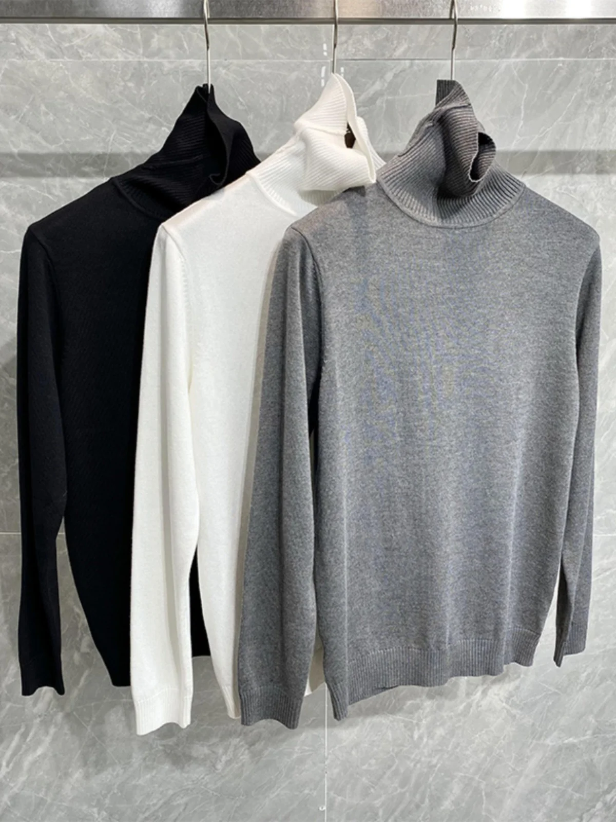 

Autumn Winter New Sle Dongdaemun High Ne Knitted Base irt Men's Slim Fit Trendy Inner Wear Sweater Youth Vitali Sle