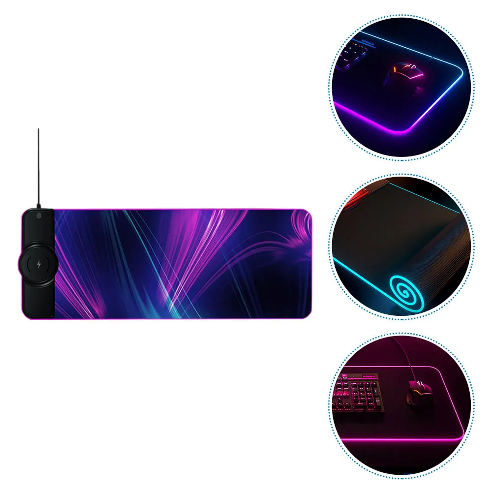 Large Gaming Mouse Pad with Built-in Wireless Fast Charging Panel Ultra-Smooth Low-Friction Surface for Laptop Keyboard and