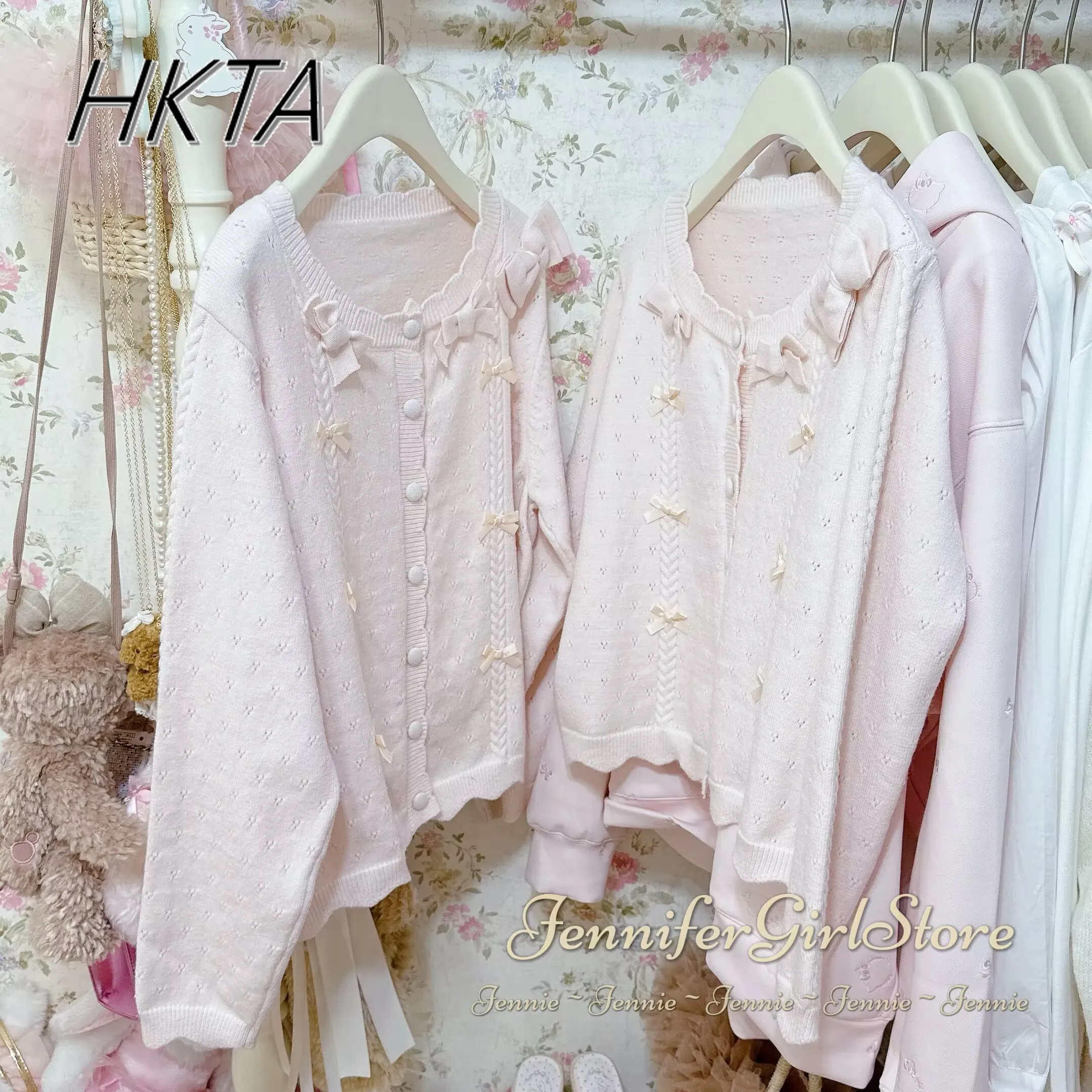 

Милый кашемировый вязаный свитер для тяжелой промышленности, женский осенний новый свободный кардиган в стиле Лолиты с круглым вырезом и длинными рукавами и бантом