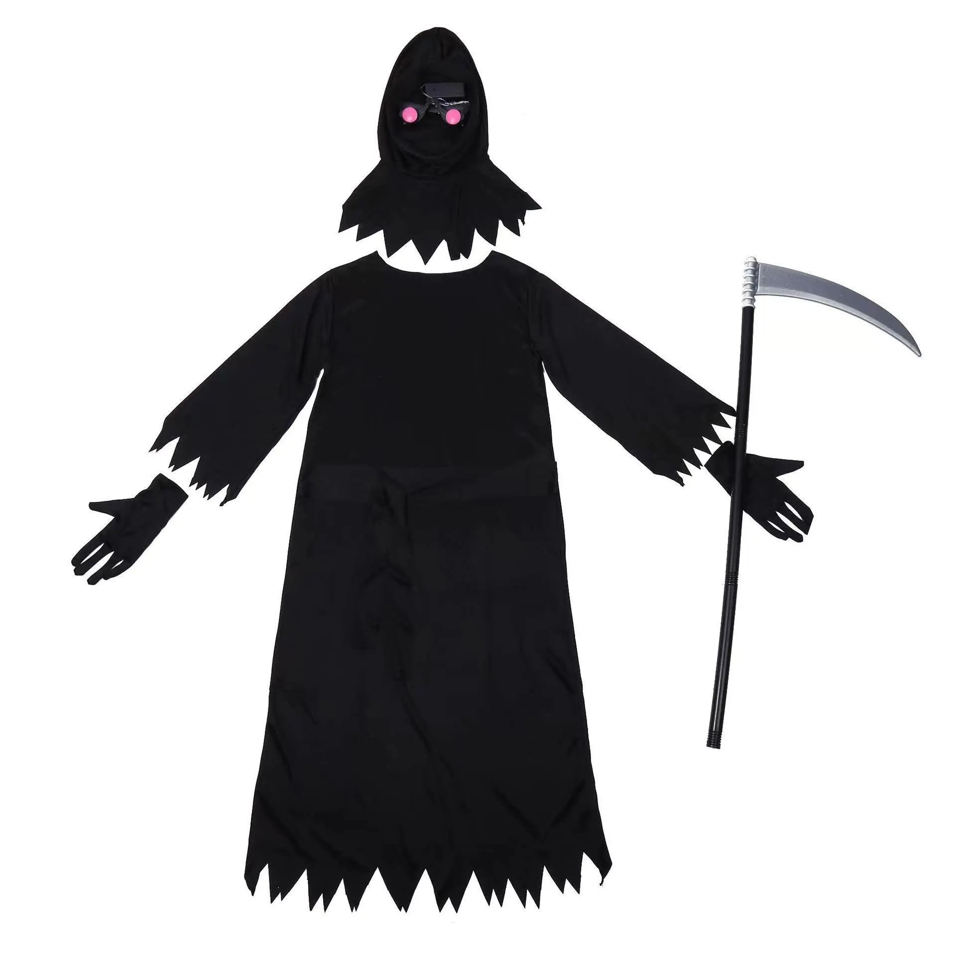 loween Costume da Reaper per bambini con occhi luminosi rossi Costume tradizionale cinese di scena per bambini Autunno 2025