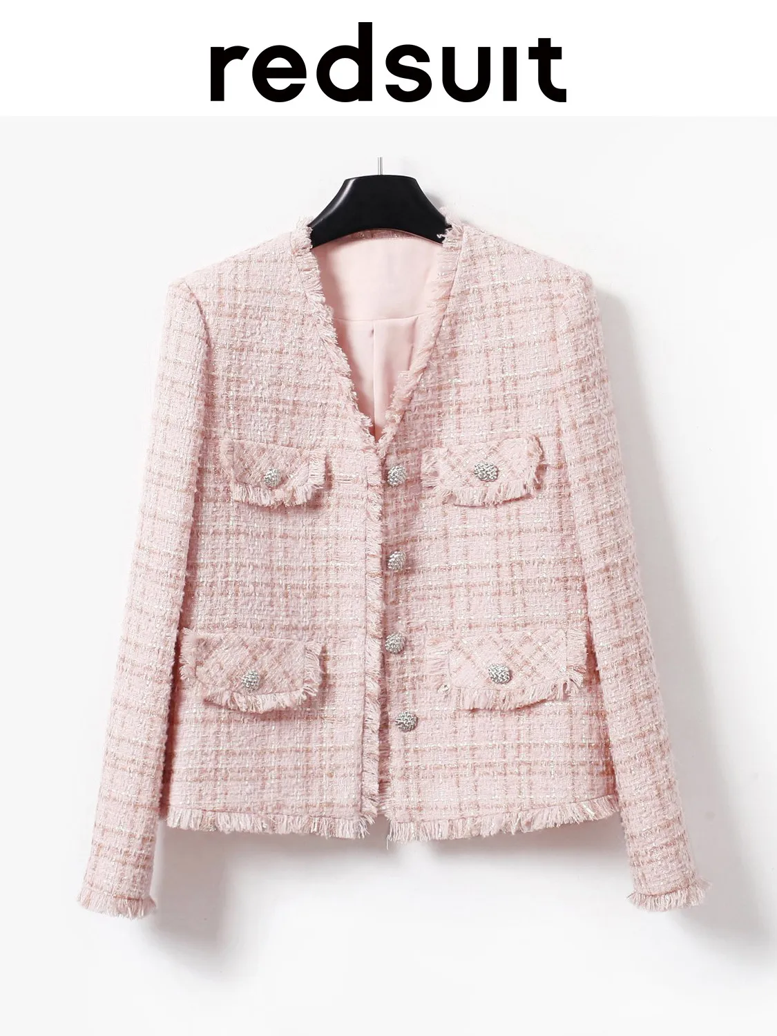 New Fashionable coarse woolen handmade pink jacket top Custom Size