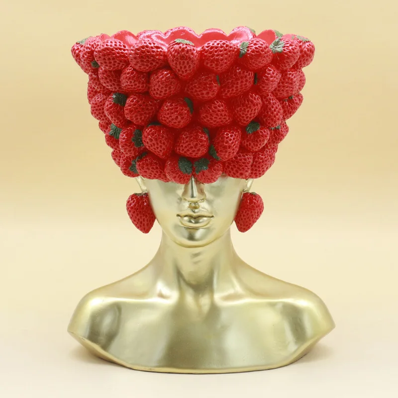 

Strawberry tray figurine for living room entrance table resin handicraft for storage and decoration