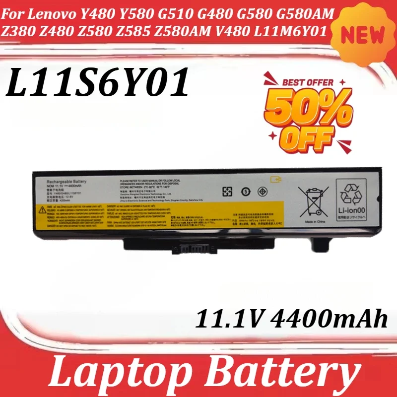 

L11S6Y01 11.1V 4400mAh Laptop Battery For Lenovo Y480 Y580 G510 G480 G580 G580AM Z380 Z480 Z580 Z585 Z580AM V480 L11M6Y01