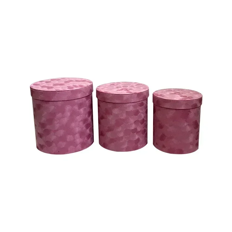 3 stks/set Ronde Vorm Fluwelen Geschenkdoos Bloemist Bloem Houder Emmer Geschenkverpakking Boeket Verpakking Party Bruiloft Supply