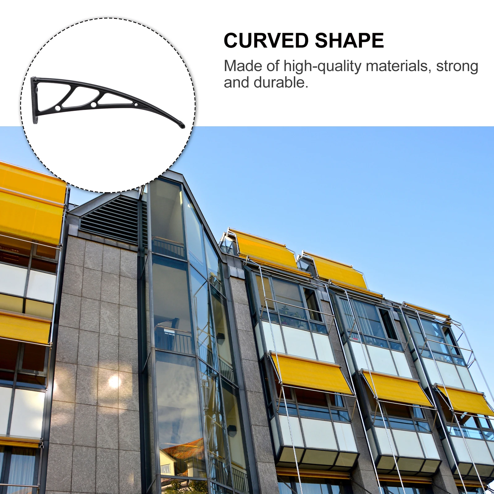 Outdoor Awning Bracket Curved Shape Easy Install Oval Holes for Balcony Canopy Window House Rain Cover Holder Support