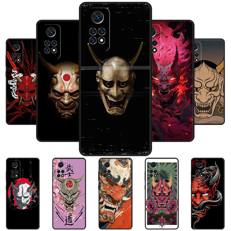 Oni Hannya Demon Mask Phone Case For Redmi Note 11 EPro 11S 10T 9S Promax 8 Pro Xiaomi 11 12X 12S Ultra Cover