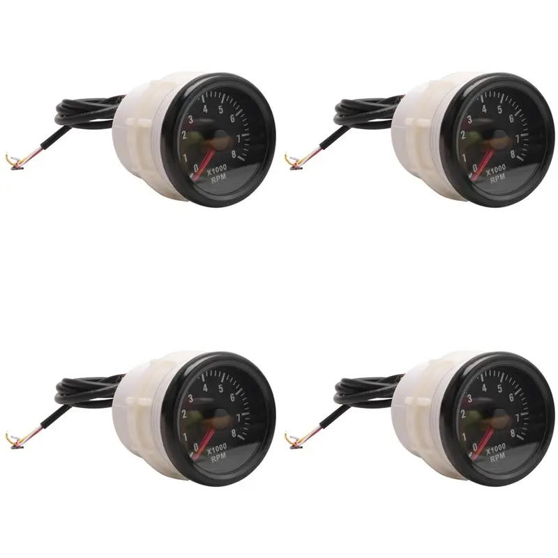 

Classy-4Pcs 52MM Electrical Tachometer 0-8000 RPM 2Inch RPM Tacho Meter For 2 3 4 5 6 8 Cylinder Engine Car Boat Yacht