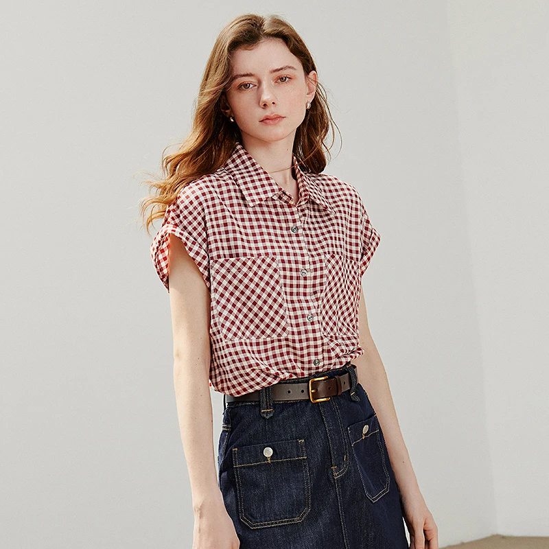 TOYOUTH بلوزة نسائية قميص 2025 صيف جديد ريترو منقوشة قصيرة الأكمام قميص غير رسمي متعدد الاستخدامات 8522043