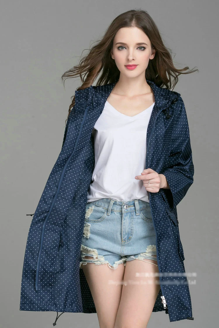 New Fashion Women Raincoat With Hat Foldable Cuffs Laydies Dress Style Light Rain Coat Waterproof Men Rainwear Windproof Jacket