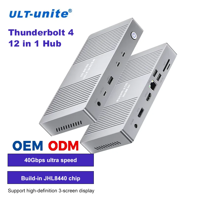 ULT-unit 12-in-1 Thunderbolt 4 USB Hub Thunderbolt 4 Docking Station Supports 4K 60Hz Display Compatible for Macs/Windows/Linux