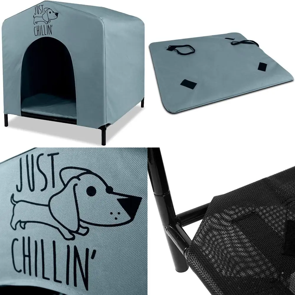 

Переносной домик для собак: приподнятый, водонепроницаемый, для использования в помещении и на улице - простая сборка, легкий вес, 24Д x 23Ш x 25В (дюймы)