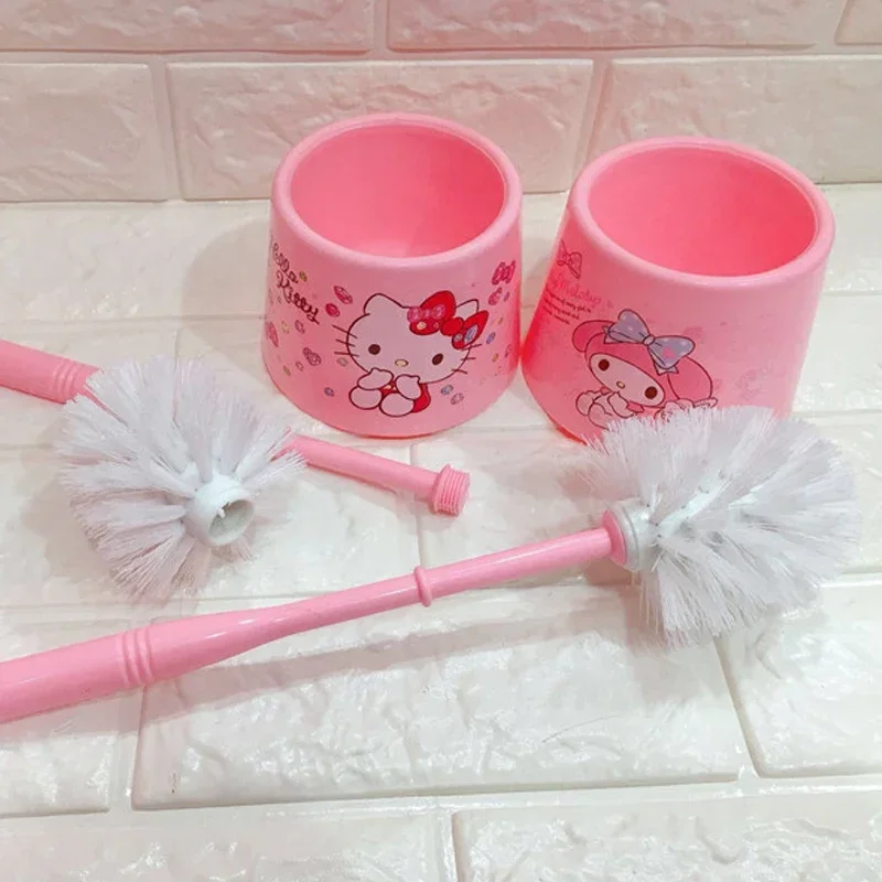 Hello Kitty Cute Cartoon Toilet Brush Long Handle Toilet Clean Tool Floor-Standing with Base Cleaning Brush Bathroom Accessories