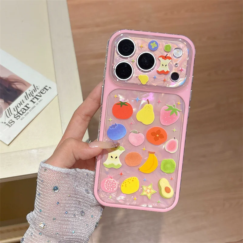 

Fashion iPhone case Fruit Print Shell Pattern Phone Case For IPhone 17 16 15 Pro Max Shockproof Protective Cover Cute Style