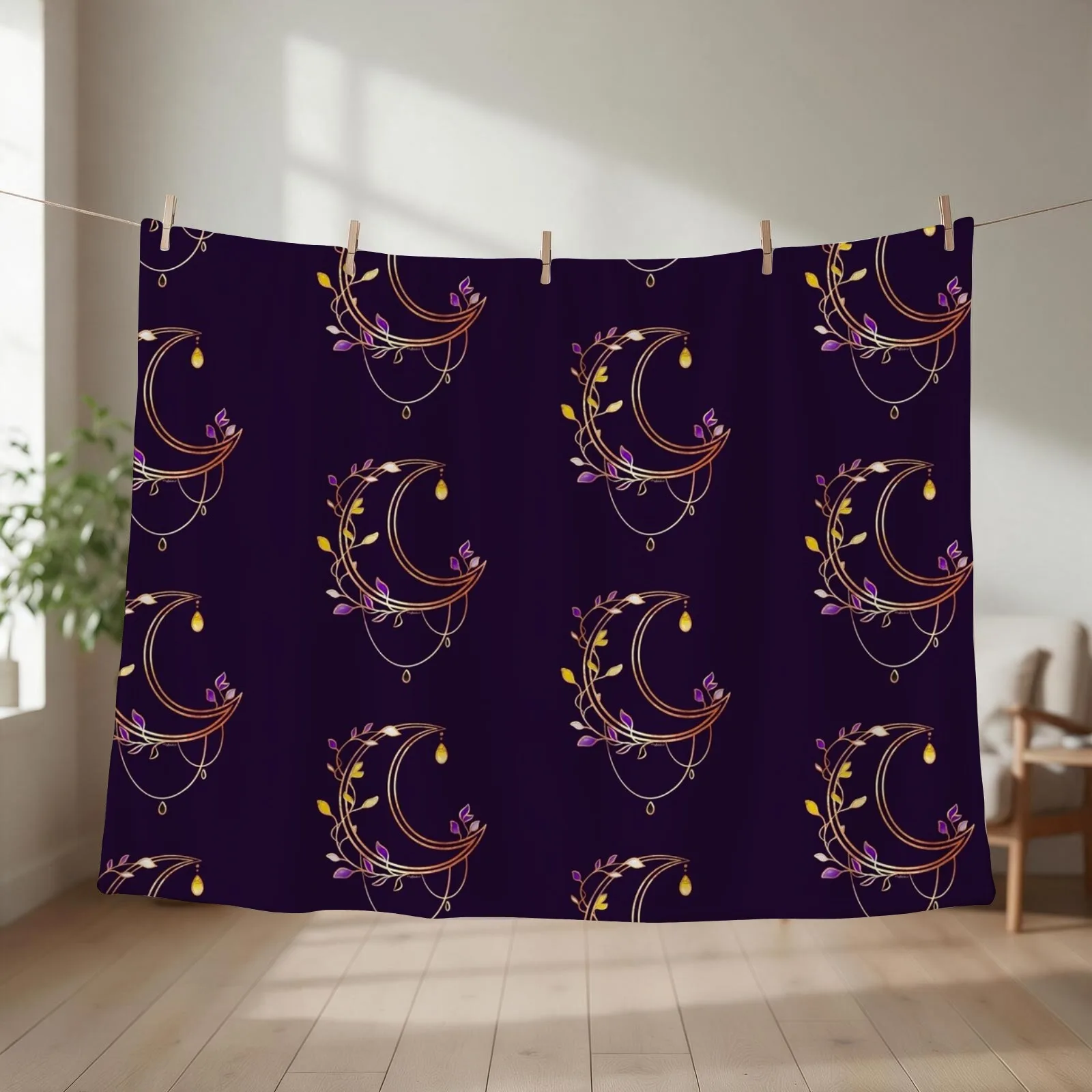 Subtle Pride Moon - Non-Binary Throw Blanket couch cozy soft plush fuzzy picnic outdoor blanket