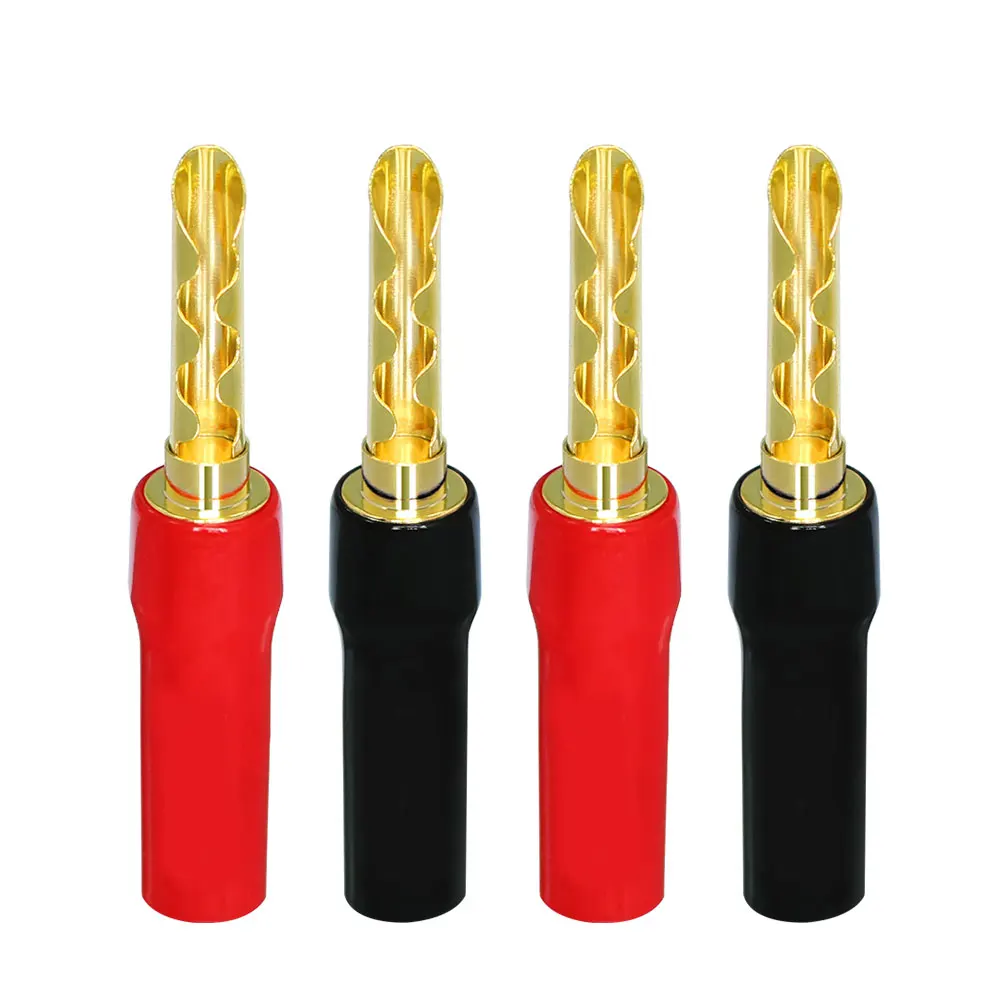 Musical Sound 4MM Gold Plated Banana Speaker PIN Plug Connectors Adapter for Amplifier Audio Cable Banana Plugs for Speaker Wire