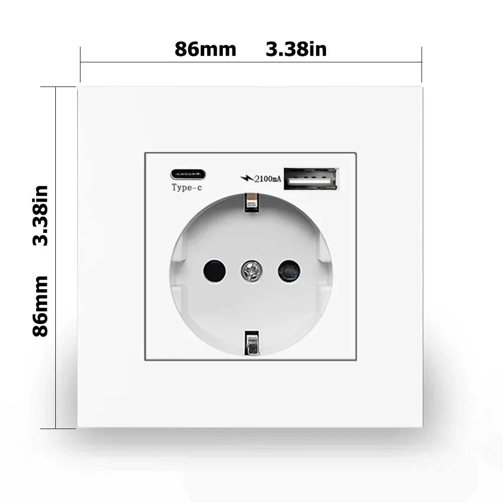 Eiomr eu standard steckdose, einfach und doppelt 220v 16a weiß schwarz pc panel eu steckdose, wand usb typ c stecker steckdose für zu hause