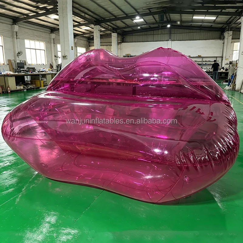 Coofull Custom Durable Transparent pink Pvc Inflatable Lip Shaped Sofa for Sale