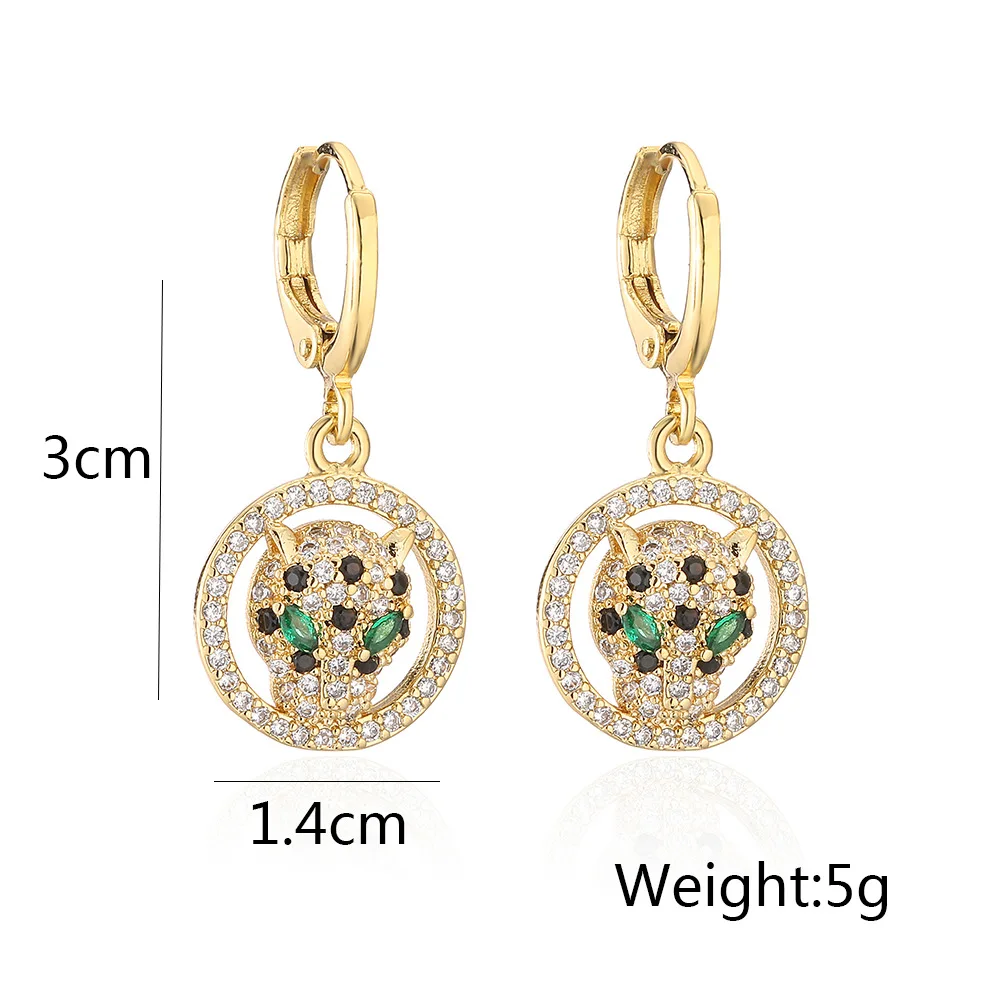 New Arrive Bling Women Earrings, Gold Color Leopard Drop Earrings with AAA CZ Stone Row,  Elegant Lover Jewelry Gift