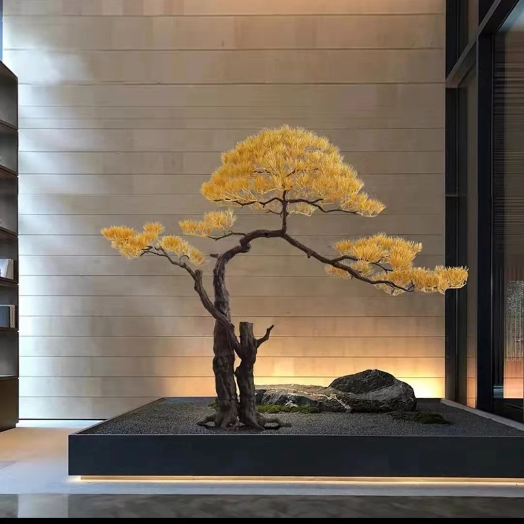 

Customized Metal Landing Welcome Pine Sculpture for Hotel Aisle Office Building High-end Art Decorations