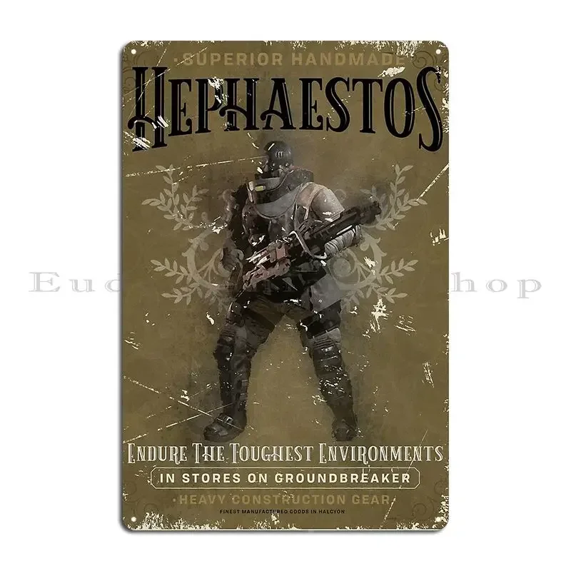 Outer Worlds Hephaestos Armor Metal Sign Decoration Custom Create Kitchen Pub Tin Sign Poster