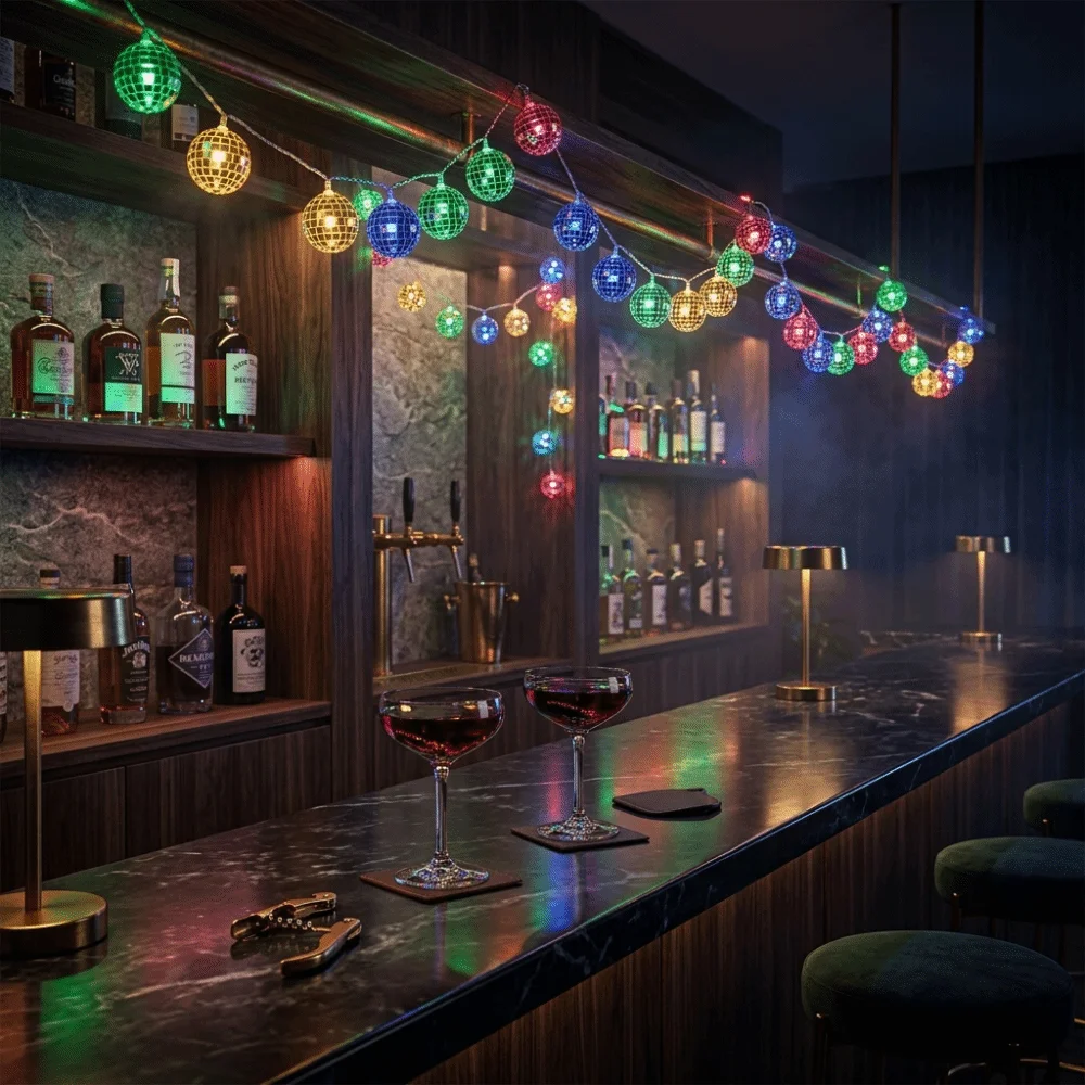 Festive Ambient LED Christmas Tree Ornament Lights Warm Glow Soft Glow String Lights Shimmering Sparkling Light Effects