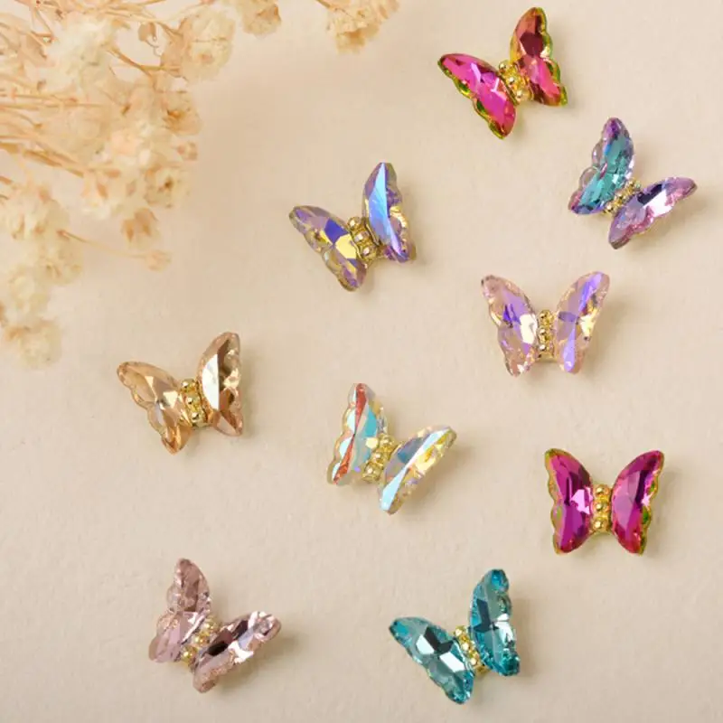 Butterfly Nail Art Designer Charms 3D-Luxury Crystal Butterfly Nail Art Decor 12X10mm Alloy Butterfly Manicure Rhinestone*