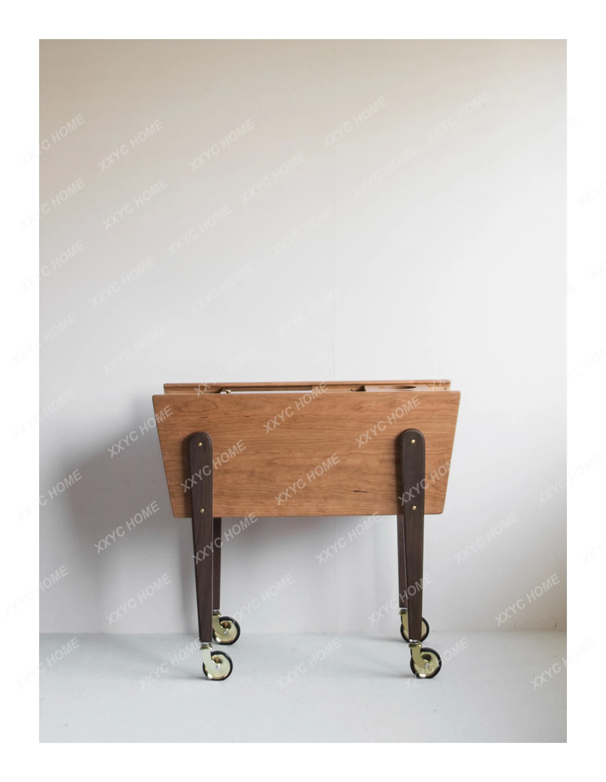 Tall storage cart, side cabinet, moving side table, storage collection cabinet, golden wheels.