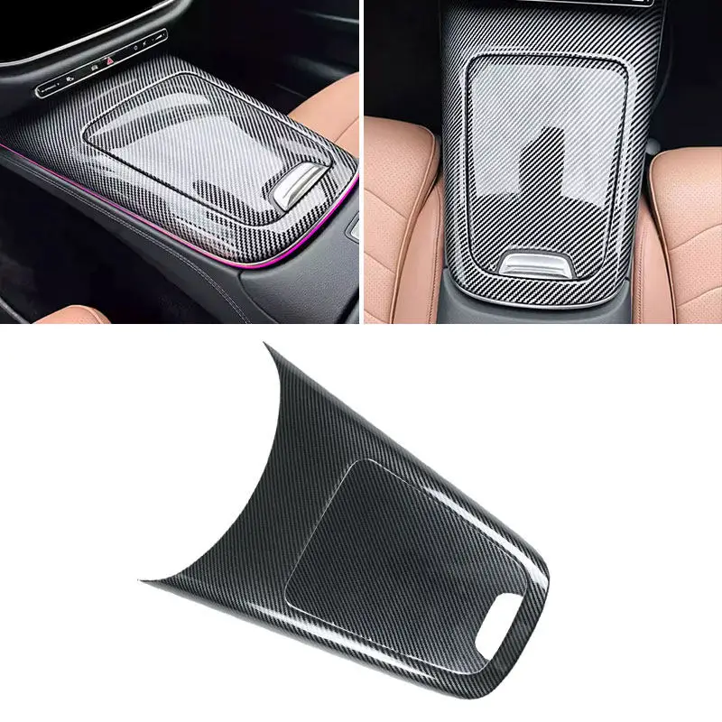 

For Mercedes Benz E Class W214 E260 E300 2024 Car Carbon Fiber Texture Interior Center Console Gear Shift Panel Frame Cover Trim