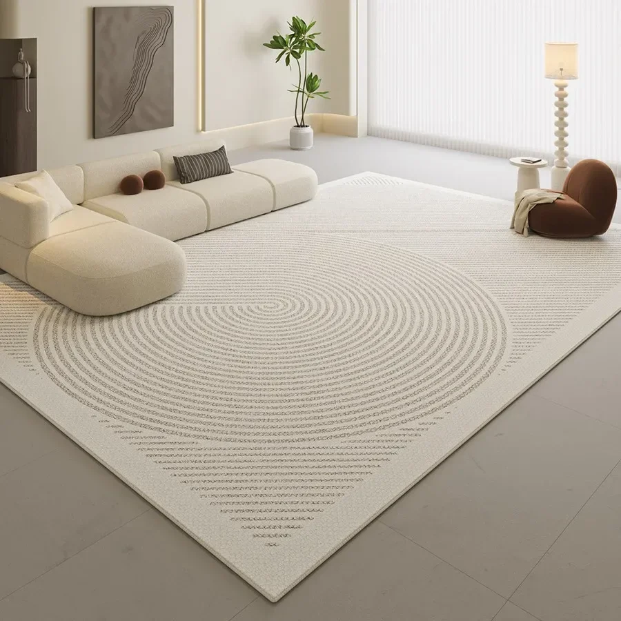 Soft Shaggy Cream Living Room Rug Non-Slip Backing Stain-Resistant Easy Clean Large Area Carpet for Sofa Bedside