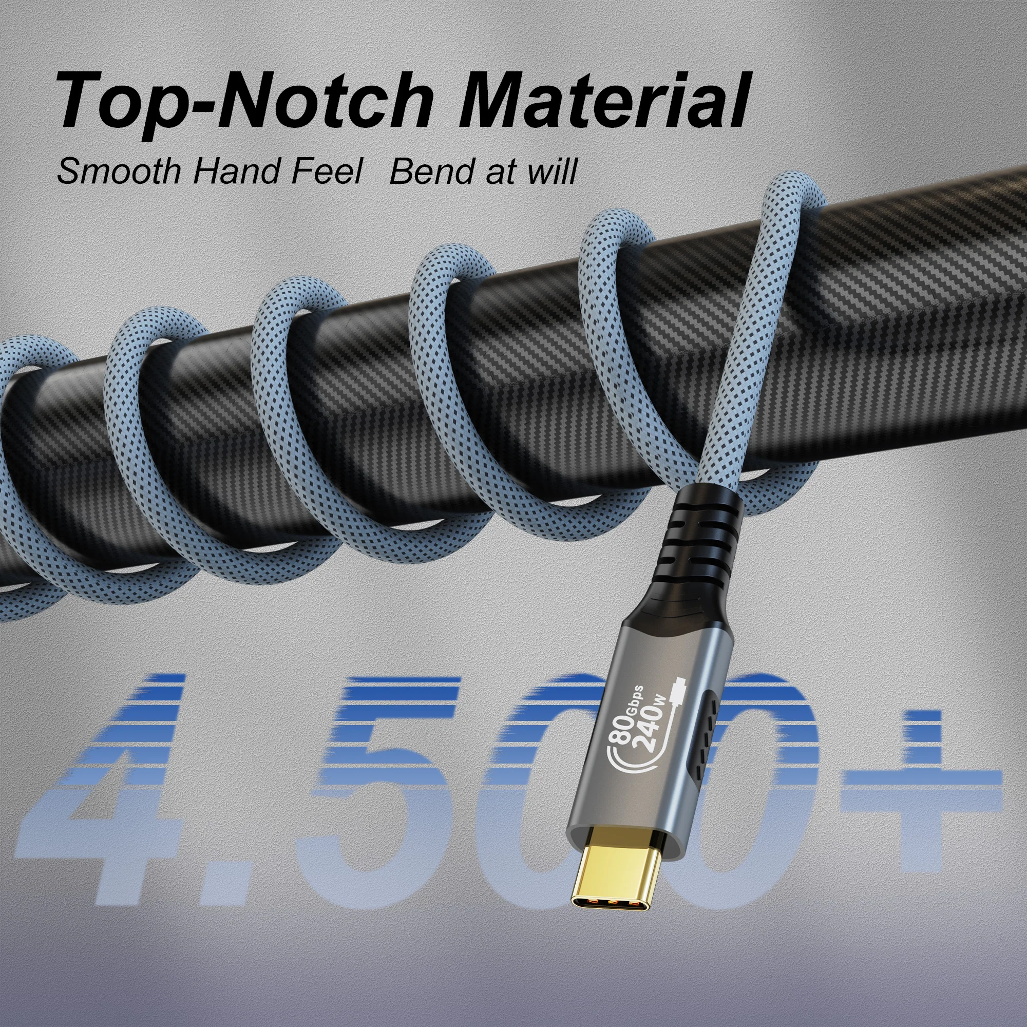 16K USB-C Cable 80Gbps Data Transfer 8K@60Hz PD240W Fast Charging for Thunderbolt 5/4/3 USB4 Phone Tablet Laptop Full-Featured