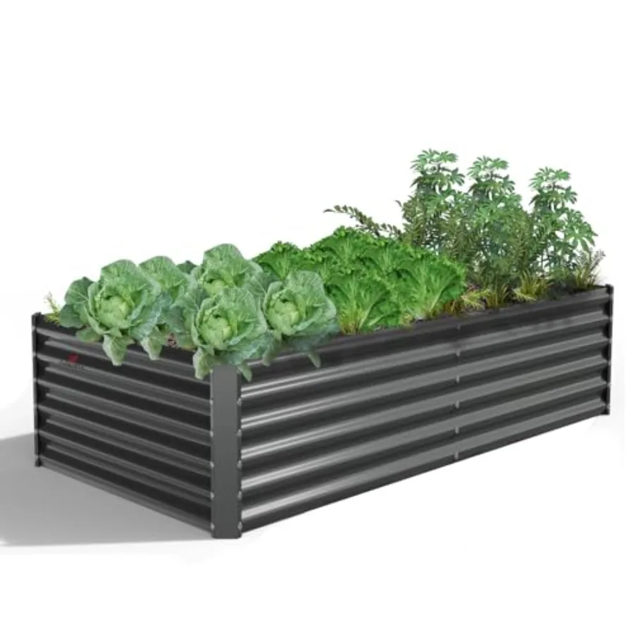 

6X3X1.5 ft Galvanized Raised Garden Beds Outdoor Rectangular Metal Planter Box for Planting Vegetables Flowers Herb Anti-Rust a