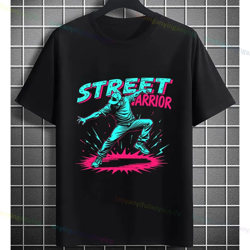 Men's Breakdance Graphic T-Shirt - From The Streets To The Peaks Slogan 100% Cotton Short Sleeve Casual Streetwear Sports Tshirt