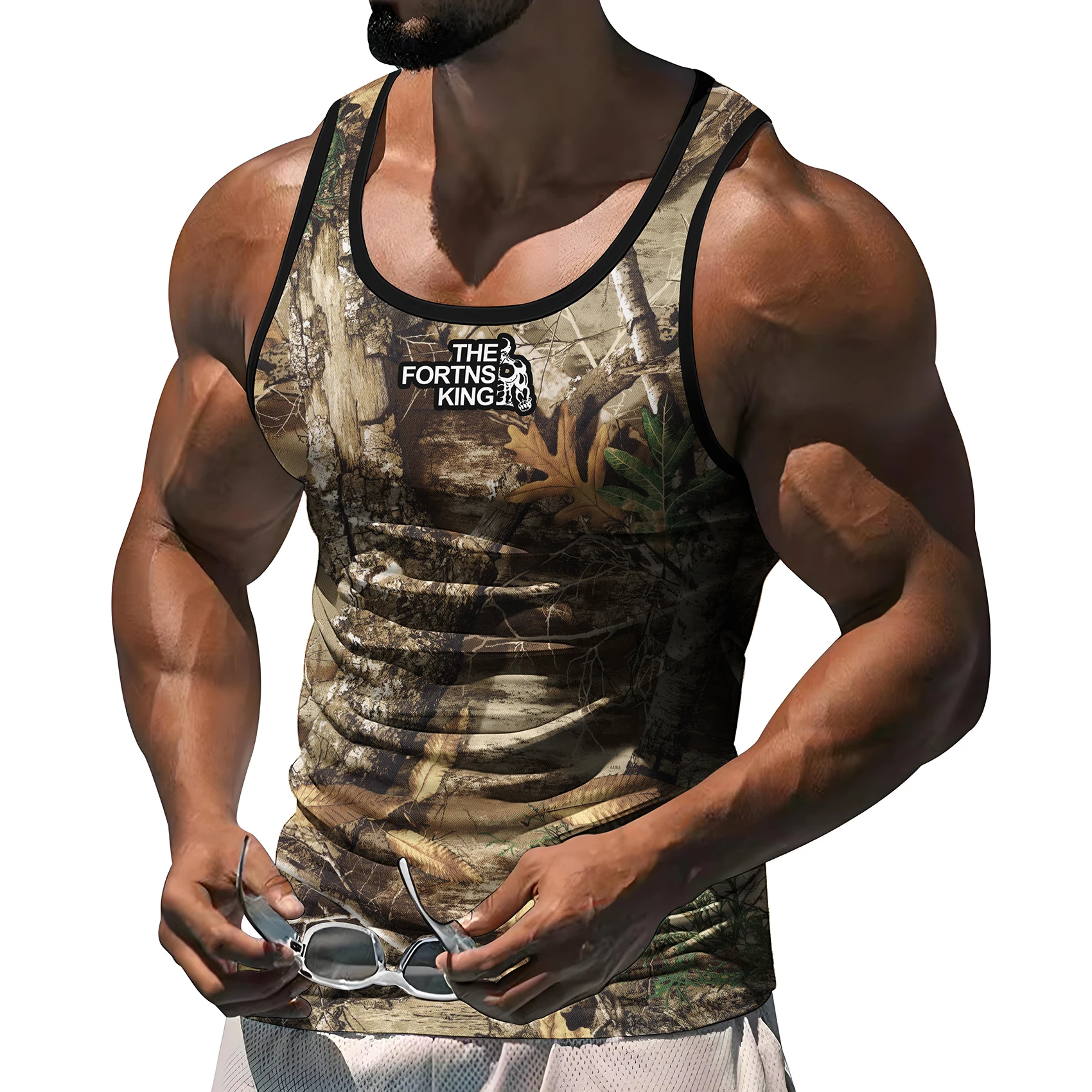 

Summer Camouflage Camping 3D Printed Men's Vest Outdoor Sports Fitness Vest Casual Fashion Beach Vacation Sleeveless Tank Tops