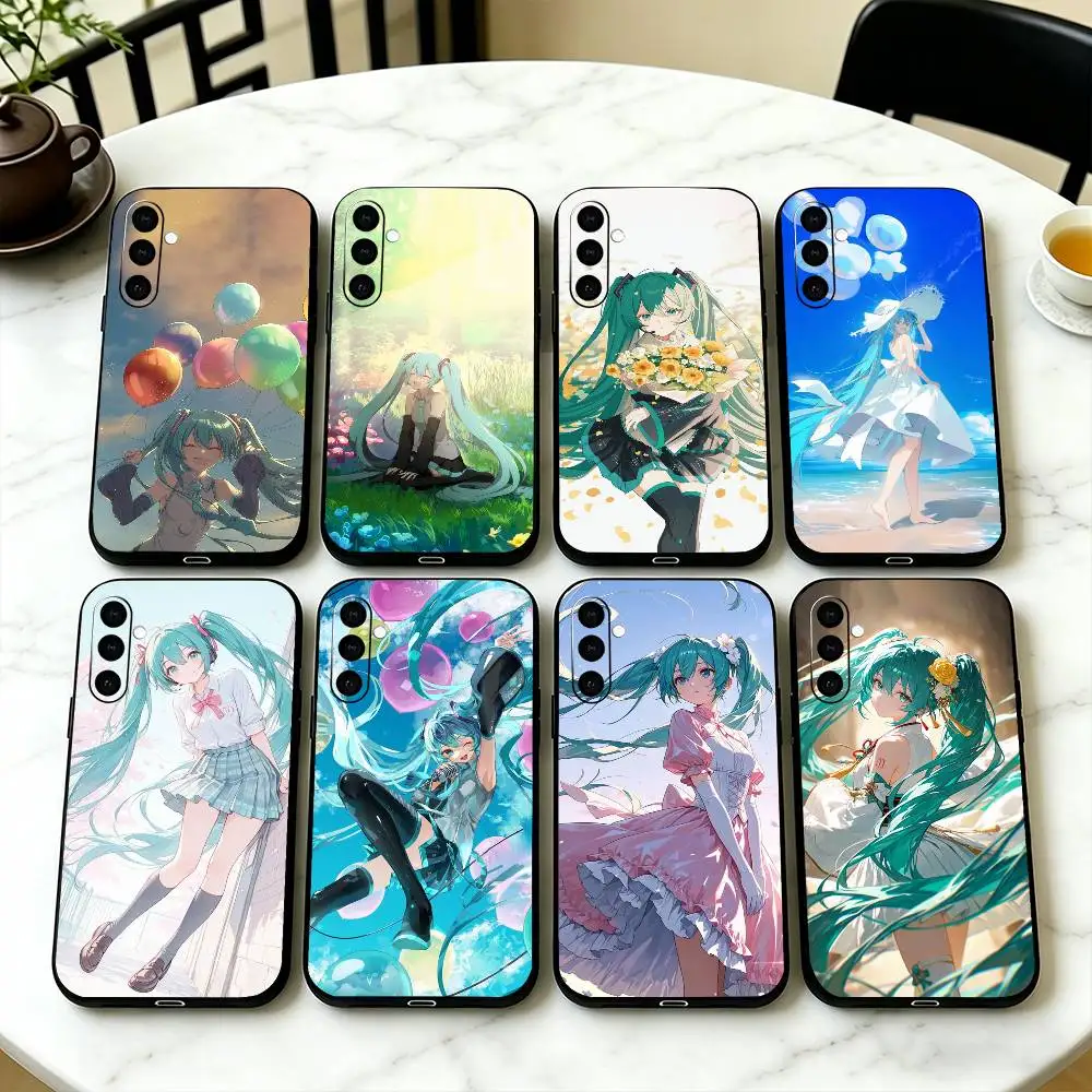 H-Hataune miku Phone Case Black Silicone Soft For Samsung Galaxy A73,A72,A71,A70,A53,A52,A51