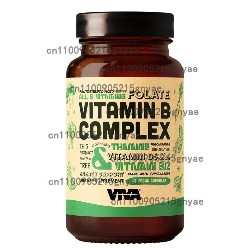 

Vitamin B Complex Supplement - Strong Vitamin B12 B3、B5、B6、B7、B8、B9、 Folic Acid and Vitamin C Mixture, Containing Niacin