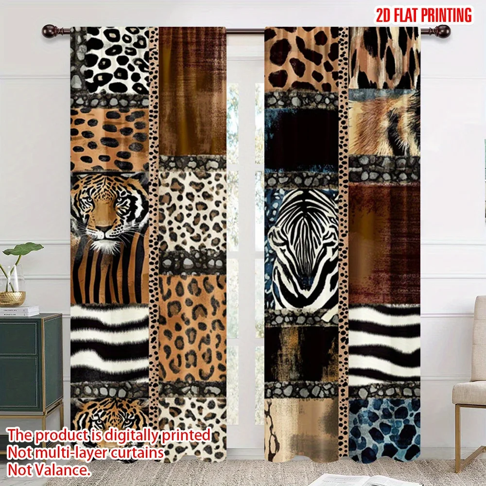 Wild Patchwork Pattern Window Curtains Elegant Sheer Decor with Rod Pocket for Bedroom Living Room and Office