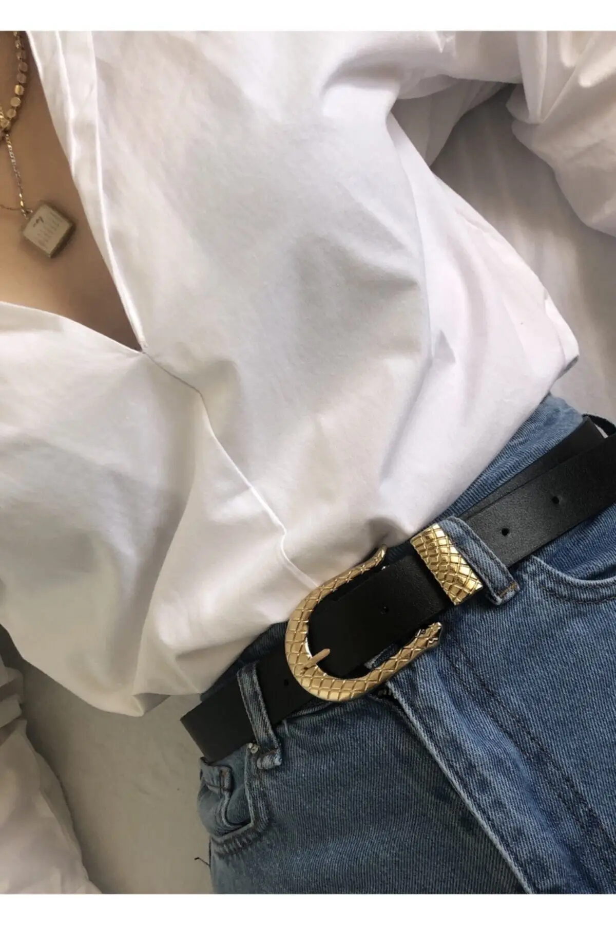 Vrouwen Gold Black Snake Detail Riem